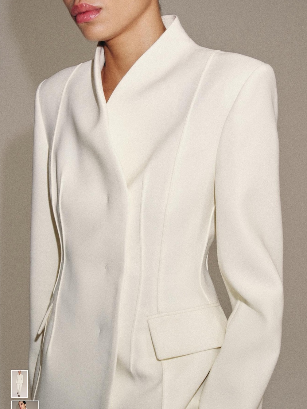 Zara Ivory fitted  Structured Blazer Jacket - Picture 2 of 8